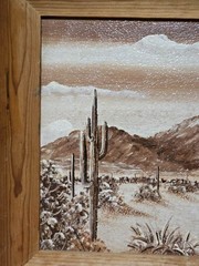 Southwest Desert Landscape Pair Of Rustic Wood Framed Oil Paintings VON GUNTHER