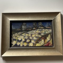 Painting Mid Century Modernism Urban City Night Lights Regionalism Expressionism