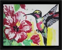 Abstract/Expressionism Hummingbird 11×14 One of a Kind Colorful Acrylic Painting