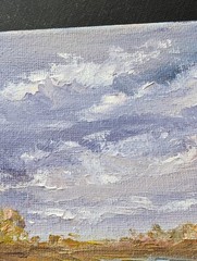 ORIGINAL OIL impasto Painting Autumn Fall River LANDSCAPE 10″x 8″ by Olga Diduh