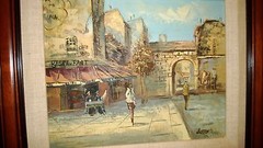 Oil Painting of „Lovely Citiscape“ Double Framed,Signed