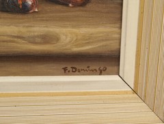 Vintage Realism Still Life Oil Painting Roasted Chestnuts Francisco Domingo Y Se