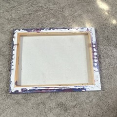 Abstract Acrylic Pour Painting on Canvas, Unframed 10×14 Blue White Burgundy