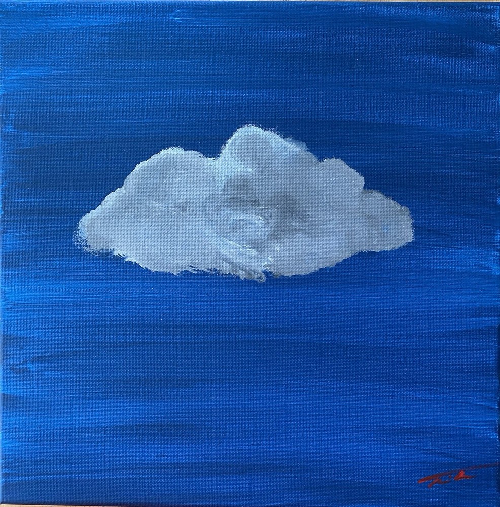 The Cloud Original Acrylic Painting On Canvas Signed By Artist, Unframed, 12×12