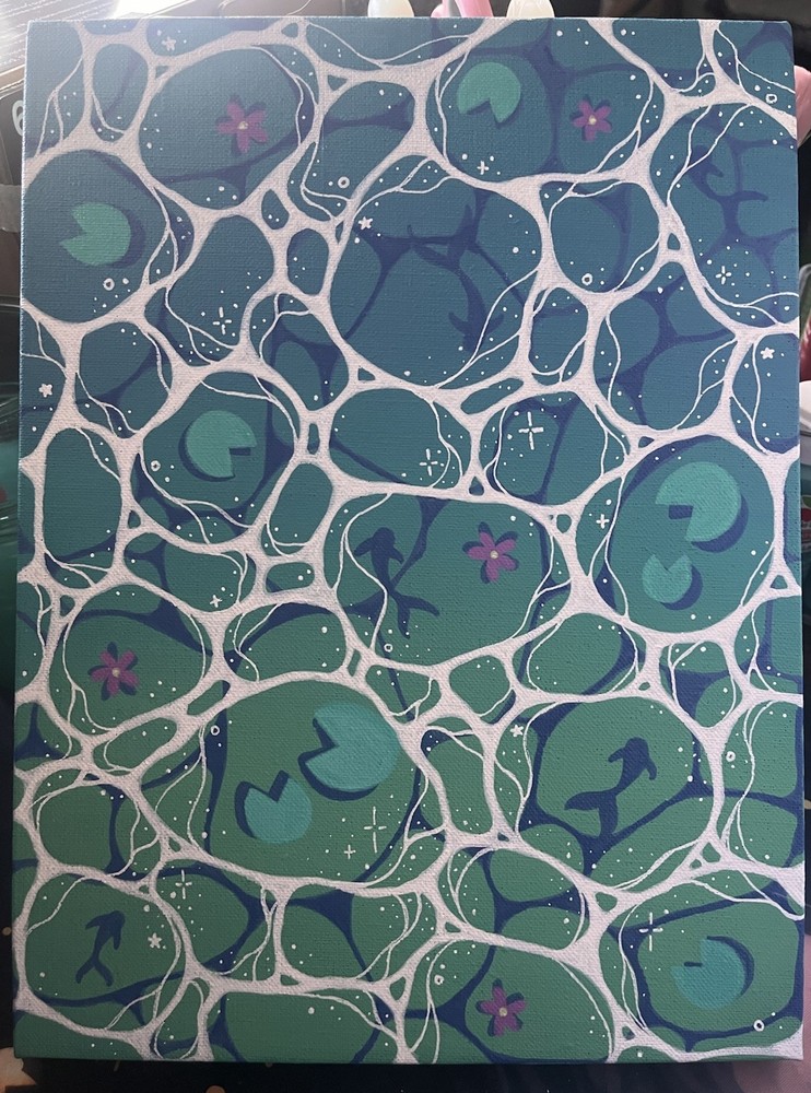 Pond Life, Original Artwork, Acrylic Painting On Canvas, Abstract, Water, Ocean