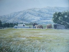 MARION HAWS, UTAH WATERCOLORIST WATERCOLOR VINTAGE RURAL LANDSCAPE IMPRESSIONIST