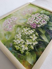 Hydrangea Garden Oil Painting on Canvas Floral Artwork 13×15 in