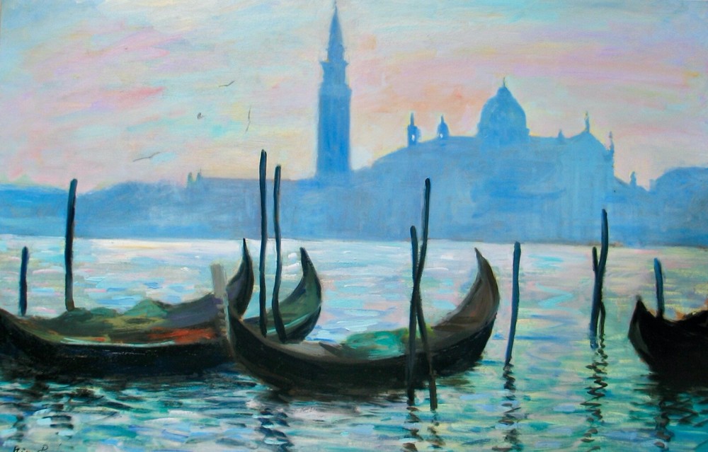 Nino Pippa Artist Painting Italy Venice S G Maggiore Seago Interest 24″X36″ COA