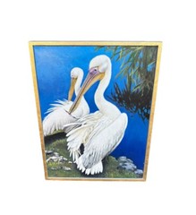 WHITE PELICAN PAINTING ART PELICANS REALISM BIRD TROPICAL BY THOMAS J. QUINN