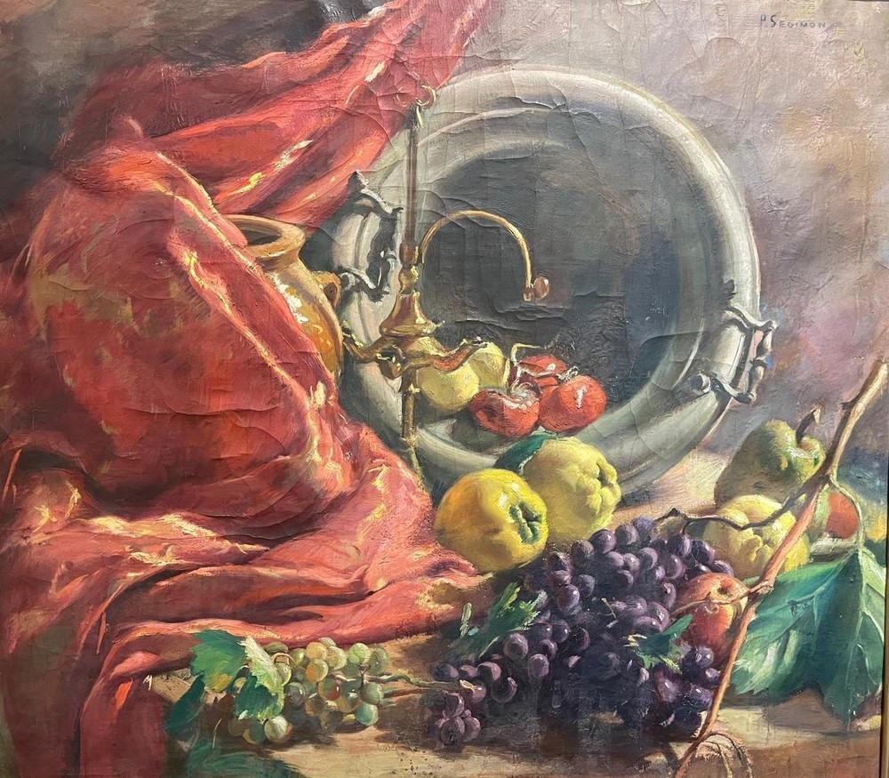 PERE SEGIMON I CISA. STILL LIFE WITH FRUITS. OIL ON CANVAS. SPAIN. 20TH