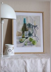 art 763 Original Still Life Oil Painting – Wine and Cheese – 32×25 cm/12.60×9.8
