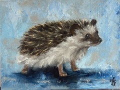 Hedgehog Original Art Animal Painting Small Wall Art Hedgehog Portrait Artwork