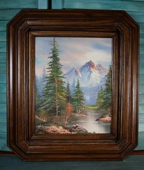 Vintage 8″x10″ Oil Painting Signed Holman Mountain Landscape13″x15″ Wood Frame