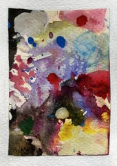 Small Abstract Art 6”x4” Original Watercolor Painting Dreamscape 3 by Miss Rina