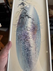 Framed Frank Gikiu Original Watercolor Artwork Signed 20 in by 6.5 in