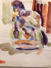 A Young Man Sitting 7 3/4″ x 8 3/4″ Watercolor -Israel Louis Winarsky-1959