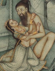 Indian Miniature Old Painting Of A Man And Woman Love Scene On Paper 7×9 Inches