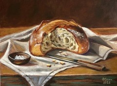 original oil painting, Bread 30×40 cm, Wall Art, Art For Kitchen, Still Life