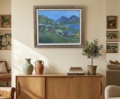 24”x19” Painting of Lake Atitlan, Guatemala, signed, Framed