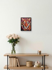Colorful Abstract Tiger Painting Original Animal Wall Art 11×14 Canvas Decor CP