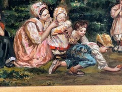 Oil Painting Landscape Portrait Children Boys Girls Landscape Forest Signed Art