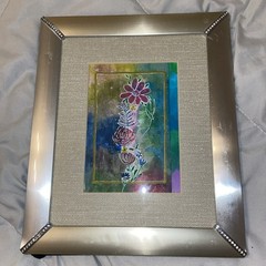 Watercolor Abstract Flowers In 10×12 Inch Frame With Mat-Artist Original
