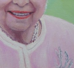 Sean Wu original oil portrait 12×12 on stretched canvas, Queen Elizabeth II