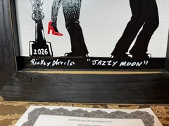 Ricky Charles Jazzy Moon Katrina Wood Painting New Orleans Folk Art 28×16 COA