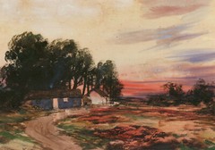 John Baragwanath King (1864-1939) – Framed Watercolour, Homestead at Eventide