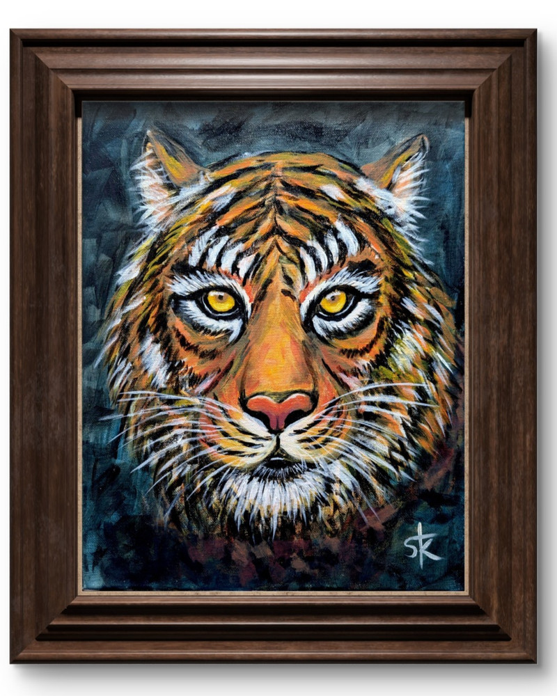 Susan Tolle-Knight Tiger Head 11×14 Original Expressionist Painting