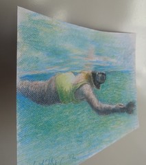 GERRY MILLER – „Diver“ – Original Drawing. Pastel on paper.37x23cm-