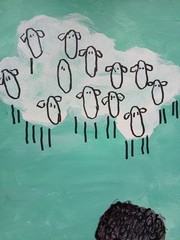 Expressionism/Abstract 11×14 Sheeps Ville Signed Colorful Hand Made Painting