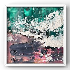 Textured Abstract Sea Mini Painting Framed Art Inspired by Whitstable Shore Art