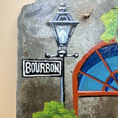 Vintage Laiche Hand Painted Slate New Orleans Jazz Art Bourbon Street 1996