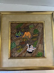 Asian Thai Expressionist Leaf painting-Artist Thanom-Vintage-Mid Century Modern
