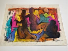 ANTIQUE DRAWING ABSTRACT MID CENTURY MODERN LISTED AMERICAN WALTER E COHEN JR