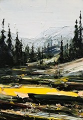 Original Oil Painting Mountain 7×5 in. Mountain Landscape Art Pine Trees Artwork