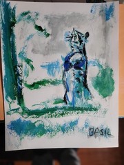 Standing Squirrel Figurative Abstract Expressionist 11×14 Paper Painting