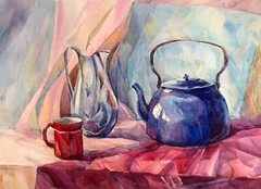 Watercolor Painting Kettle On The Table Unknown Artist Unframed Decor nAAA2795