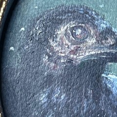 crow oil painting gold frame raven old bird portrait Victorian art antique Goth