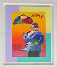 Peter Max UMBRELLA MAN 2015 Hand Signed Painted Serigraph COA Appraisal 32″x 36″