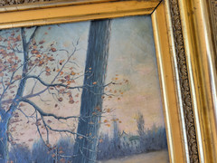 ANTIQUE PAINTING OLD SUGAR CAMP INDIANA EXHIBITED THE JOHN HERRON ART INSTITUTE