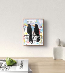 Original Neo Expressionist Acrylic 11×14 Canvas Crows Wall Art, Holly Hammond