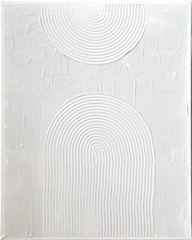 Minimalist Abstract Real Textured 3D Painting on Canvas, “Balance” White 16″x20”