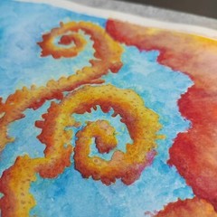 Fantasy Watercolor Art – Surreal Dream Plants with Spirals and Clouds