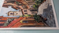 Сityscape Watercolor Original Painting European Architecture Old Town Artwork