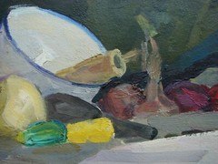 Ukrainian Soviet Oil Painting impressionism rural still life vegetables basket