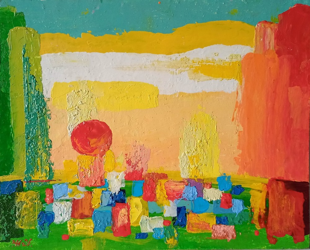 Abstract Impasto Painting Original Art Impression Oil Painting 7.9 x 9.9 in