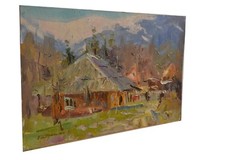 Mountain landscape, original landscape oil painting, natural landscape