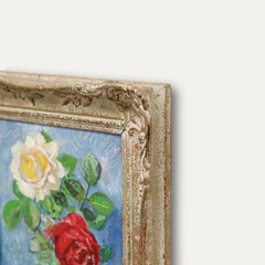 Thomas Rauer – Framed Mid 20th Century Oil, Roses in a Glass Vase